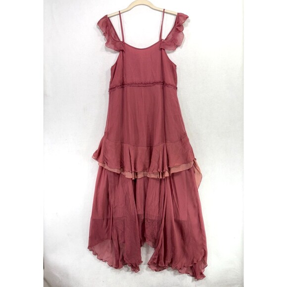 Moulinette Soeurs Dress Women 8 Pink Midi Fairy Coquette Ruffle Flowy Boho - Picture 2 of 15